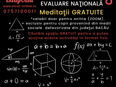 Meditatii la Matematica pentru Evaluarea Nationala 2023, GRATUITE doar pentru copii provenind din medii sociale defavorizate din judetul Bacau